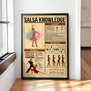 Póster "Conocimientos de la salsa: beneficios de bailar salsa", póster de conocimientos, póster vintage, decoración del hogar