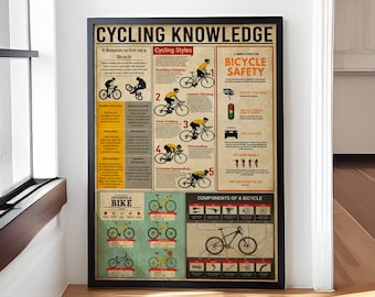 Cycling Knowledge Poster, Cycling Poster, Vintage Bike Poster, Cyclist Poster, Bicycle Wall Art, Gift For Cycling Lover