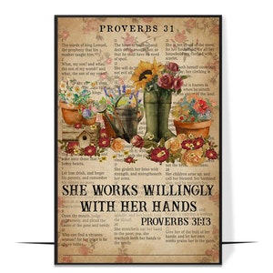 Catchphrase Works Willingly With Hand Gardening Poster, Plants Vintage Poster, Gardening Poster Gift