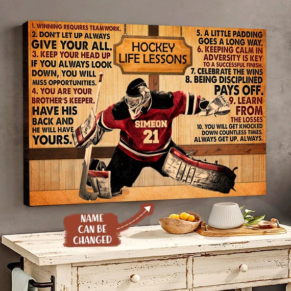 Personalized Hockey Life Lessons Poster, Gift For Hockey Player, Hockey Print, Hockey Wall Art, Sport Gifts For Son