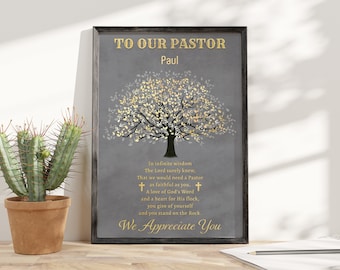 To Our Pastor Poster, Minister Gift, Church Leadership Gift, Personalized Name, Thank You Gift for Pastor