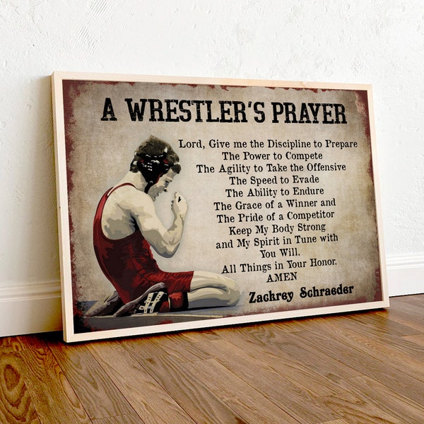 Personalized Wrestling Poster & Canvas, A Wrester's Prayer Wall Art, Custom Name Home Decor For Husband, Boyfriend, Son