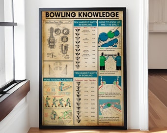 Bowling Knowledge Poster, Vintage Poster, Decor Wall, Knowledge Lovers Gifts, Vertical Vintage Poster, Lover Bowling Gift