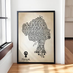Still I Rise Gedicht, Maya Angelou Poster Druck, Inspiration Poesie, Wand Kunst, motivierend, ermächtigend, feministisch