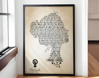 Poema Still I Rise, pôster impresso de Maya Angelou, poesia inspiradora, arte de parede, motivacional, empoderadora, feminista