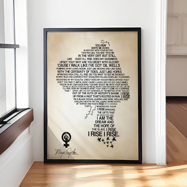 Still I Rise Poem, Maya Angelou Poster Print, Inspirational Poetry, Wall Art, Motivational, Empowering, Feminist