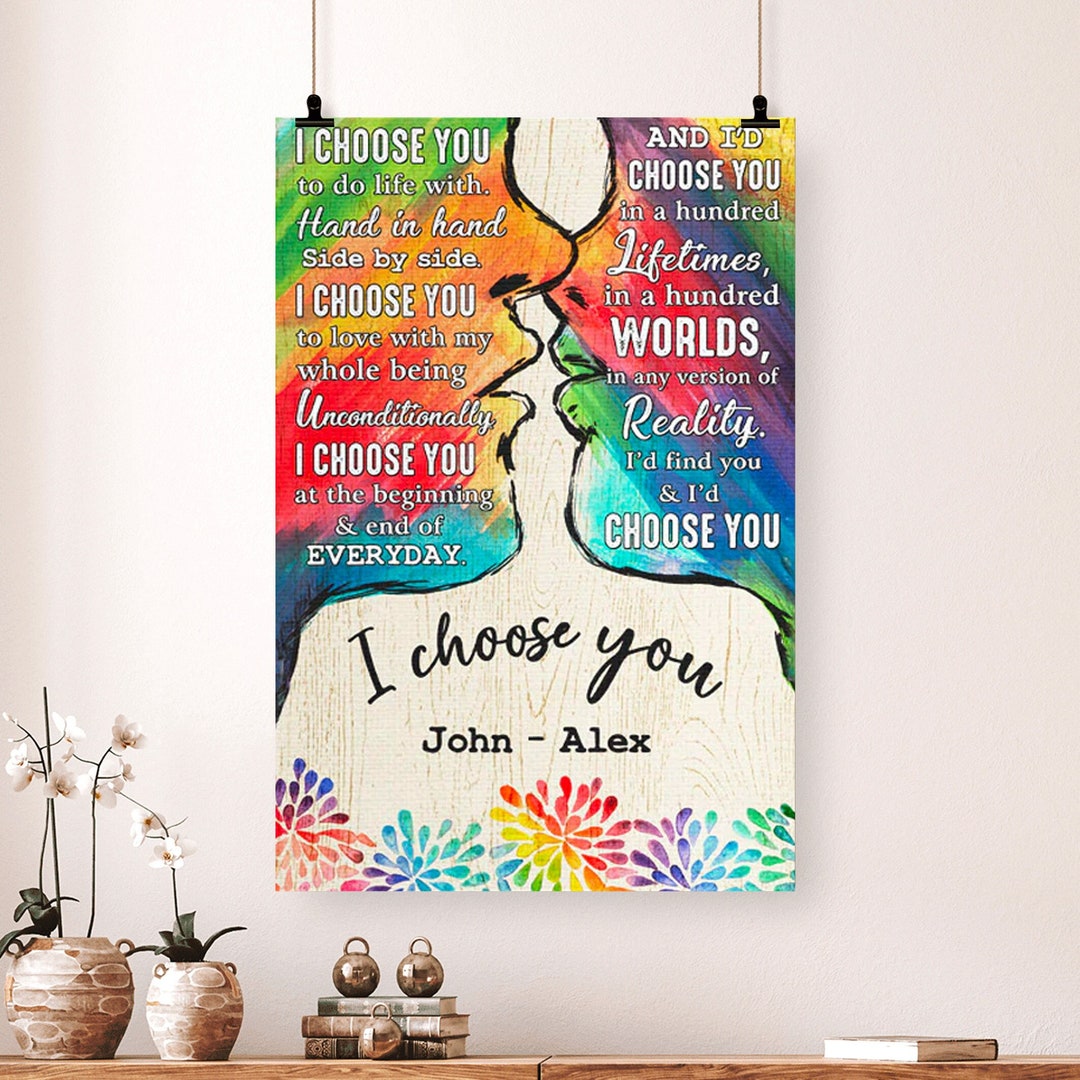 Motorcycling Silhouette, I Choose You, To Do Life With Hand In Hand Customized Personalized Name