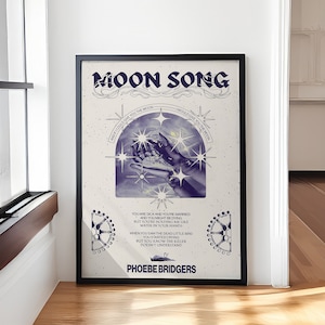 Póster con la letra de Moon Song: una obra de arte suave y emotiva para dormitorios, oficinas o para regalar. Imprescindible para los fans de Phoebe Bridgers.