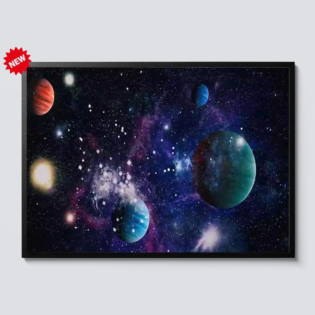 Galaxy Planets Space Poster Universe Wall Art Cosmic Nebula Canvas ...