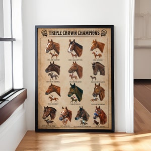 Triple Crown Champs Pferde Poster, Wissensposter, Vintage Poster Wandkunst, Home Decor