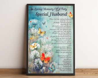 In Loving Memory Of A Very Special Husband Poster, In Memory of Plaque, Husband Memorial Gift, In Loving Memory Gift