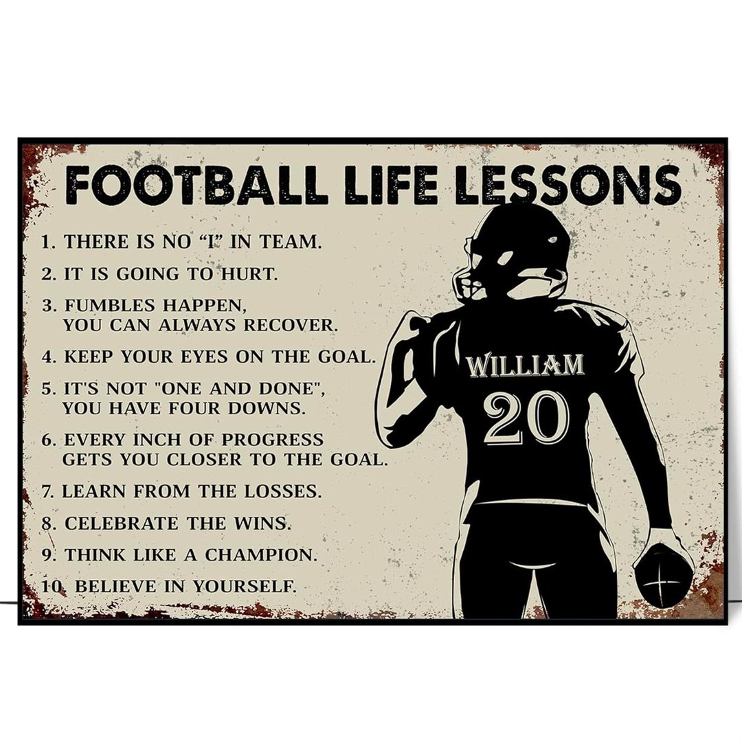Football Life Lessons Poster Football Gifts For Players - Football Gifts  For Kids - Football Decor For Boys Football Players Poster, image size:1080x1080