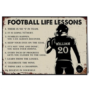 Personalized Football Is Life Posters, Football Wall Art, Football Wall Canvas Art, Football Gifts For Boys, Kids Bedroom Decor