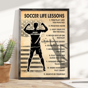 Personalized Soccer Life Lessons Posters, Soccer Wall Art, Soccer Wall Canvas Art, Soccer Gifts For Boys, Kids Bedroom Decor