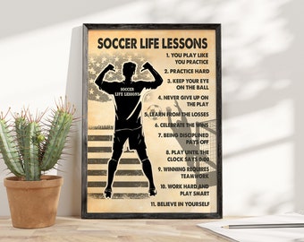 Personalized Soccer Life Lessons Posters, Soccer Wall Art, Soccer Wall Canvas Art, Soccer Gifts For Boys, Kids Bedroom Decor