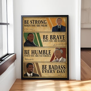 MenLeader Poster Be Strong Minimalist - Inspirierende Zitate Wandkunst, Schwarze Führer Kunstdruck Dekor Geschenke für Zuhause Büro Klassenzimmer