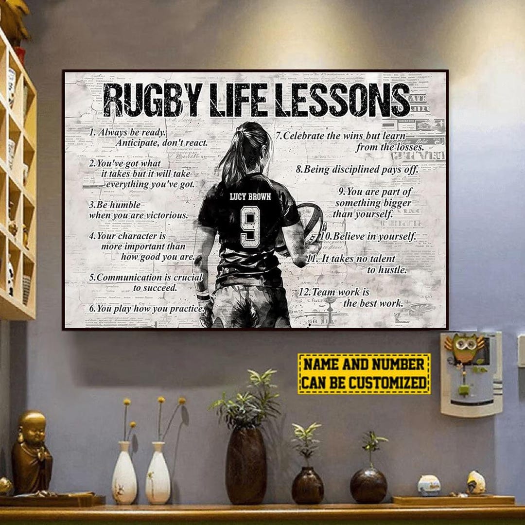 Rugby Life Lessons Personalized Canvas Print, Custom Rugby Poster Wall ...