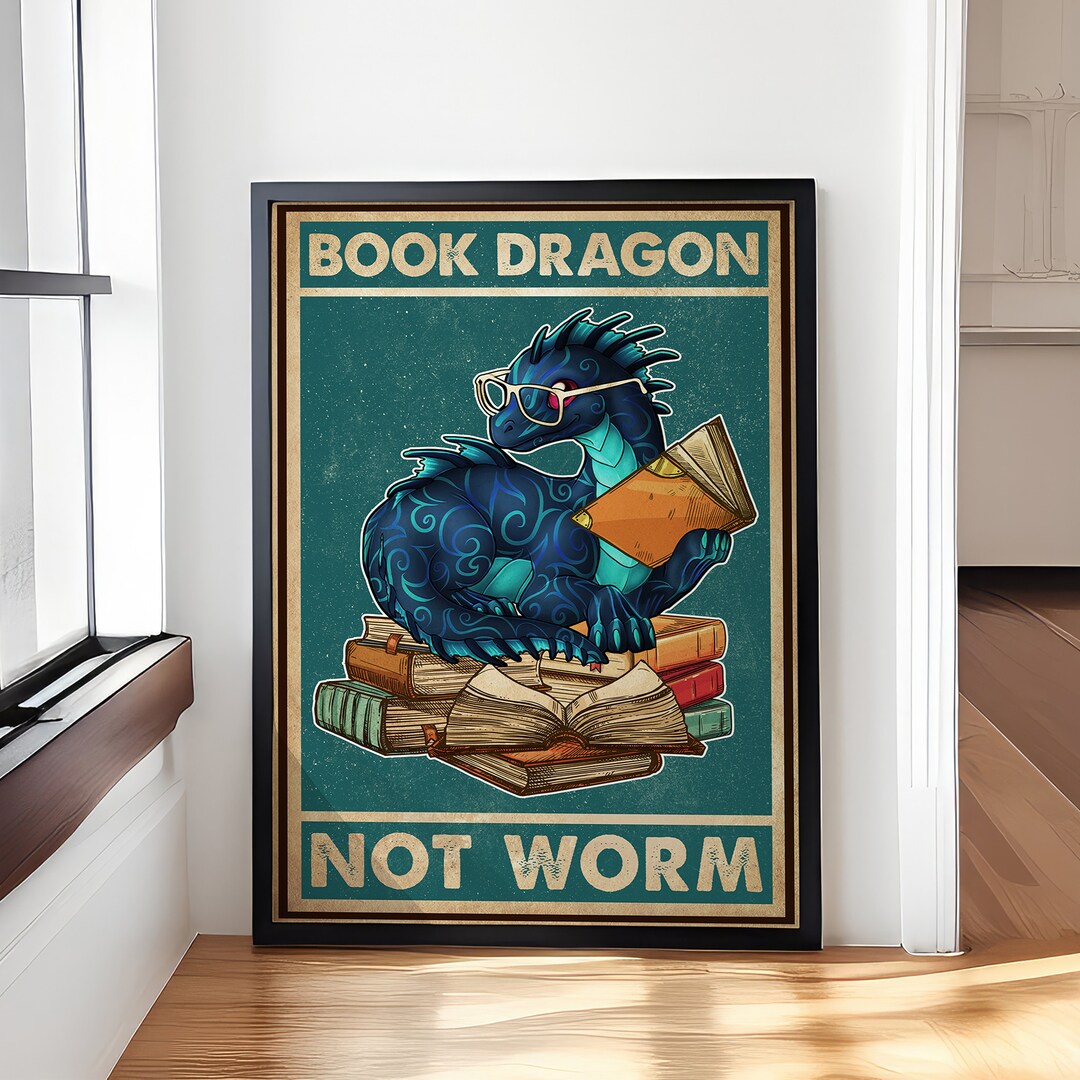 Targa In Metallo Vintage 'Dragon Not Worm' 20x30 Cm - Poster Umoristico Per Decorazione Pareti, Bar, Casa