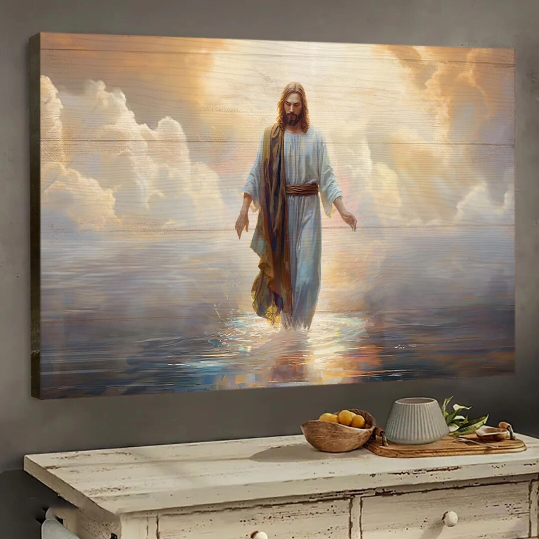 Jesus Walking on Water Canvas, Jesus Wall Art, Religious Wall Art - Etsy