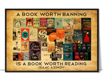 A book worth banning- Book Lover Poster/Canvas, Librarian Poster, Reading Lover Poster, Gift Book Lover