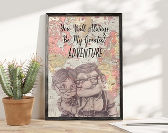 Carl And Ellie – You Will Always Be My Greatest Adventure Poster/Canvas | Gift For Dad Mom, Couple, Parents | Xmas, Anniversary, Valentine