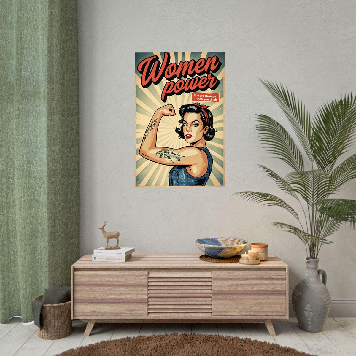 Women Empowerment Poster Vintage Feminist Wall Art Retro Rosie Style ...