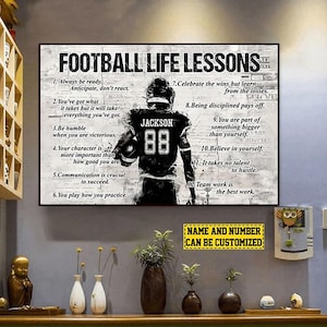 Football Life Lessons, Personalized Motivational Football Boy Canvas Painting, Inspirational Quotes Art, Poster Gift For Football Lovers
