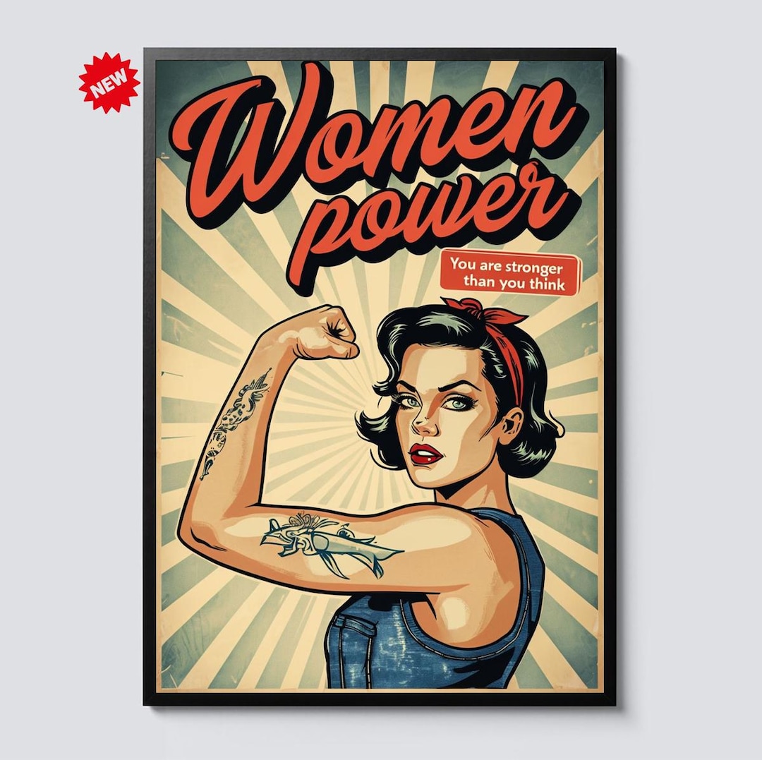 Women Empowerment Poster Vintage Feminist Wall Art Retro Rosie Style ...