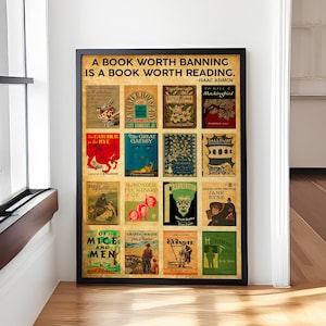 Ein Buch, das es wert ist, verboten zu werden 2- Buchliebhaber Poster / Leinwand, Bibliothekar Poster, Leseliebhaber Poster, Geschenk Buchliebhaber