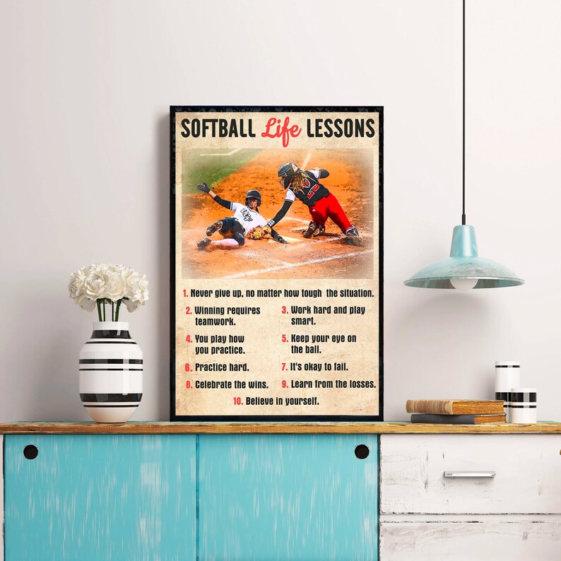 Softball Lessons Frame Softball Life Lessons Poster/canvas, Softball Life Lessons Wall Art ...