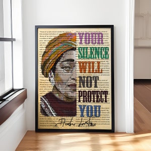 Audre Lorde - You Silence Will Not Protect You Poster, Feministische Wandkunst, Zitat Druck