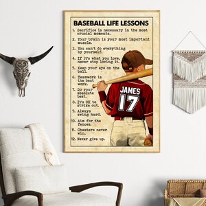 Personalized Motivational Baseball Life Lessons Poster, Baseball Wall Art Print, Gift For Son, Boyfriend, Baseball Player, Sports Home Decor image 4