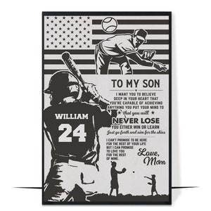 Baseball To My Son Love Mom, Vintage Knowledge Decor, Baseball Wall Art, Baseball Art, Baseball Decor, Baseball Gifts