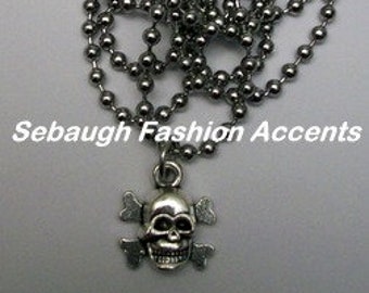Skull Cross-bones Charm Necklace Set