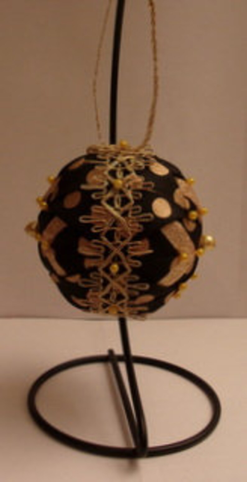 Black and Gold Polka dot Ribbon Ornament