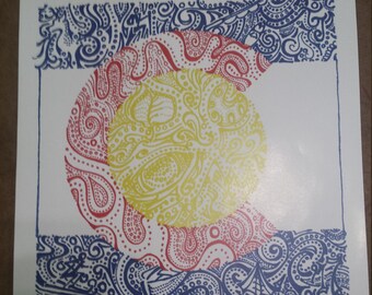Colorado Flag Zen Tangle Print