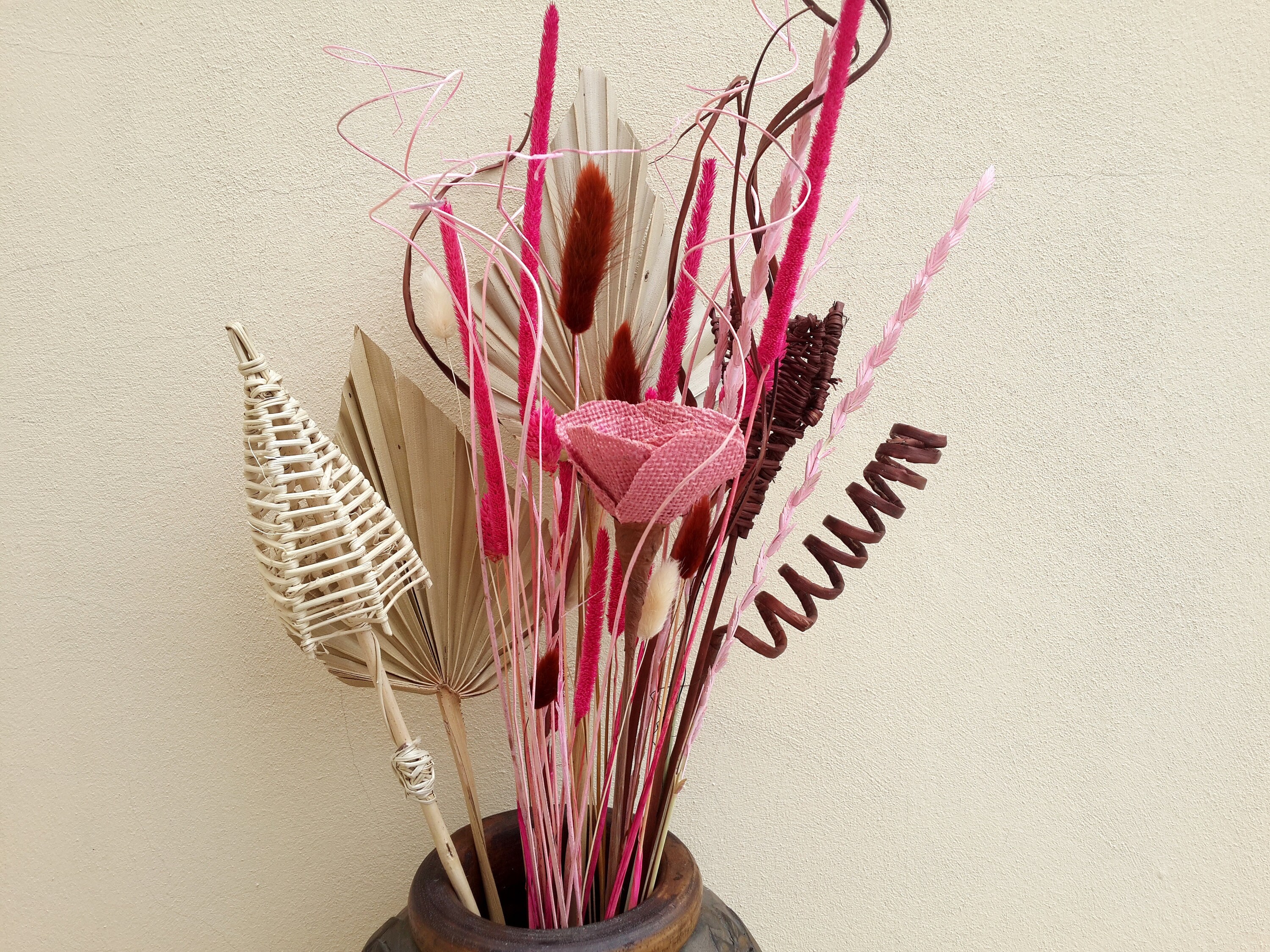 Pink Vase Flowers Pink Dried Flowers Dried Flowers Vase Etsy