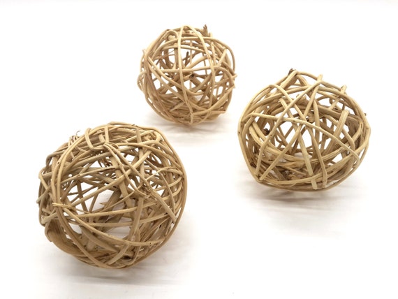 Big Wicker Balls 3 Large Decorative Balls Rustic Decor Etsy