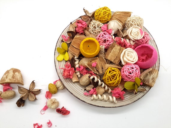 Spring Table Decor Yellow Table Decor Dried Potpourri Potpourri Mix Bowl Filler Spring Pink And White Table Decor Spring Wedding Decor