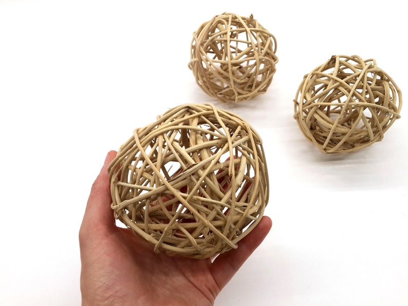 Big Wicker Balls 3 Large Decorative Balls Rustic Decor Etsy