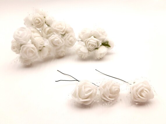 Roses Blanches Artificielles Roses En Mousse Blanche Fleurs Blanches Artificielles Roses Artificielles Avec Tiges Roses Miniatures Fleurs De