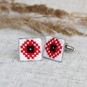 Ukrainian custom cufflinks Traditional folk wedding costume accessories for vyshyvanka Ukraine seller souvenir