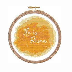 Watercolor Easter cross stitch pattern modern Bible verse religious cross stitch counted Psalm quote He is risen Christian catholic