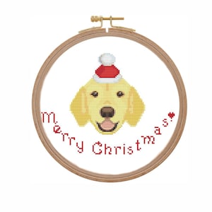 Golden retriever cross stitch pattern modern Dog cross stitch counted Christmas cross stitch simple Yellow lab Christmas ornament Xstitch