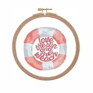 Beach cross stitch pattern modern Coastal cross stitch nautical cross stitch pattern PDF Watercolor cross stitch counted Water colour ocean