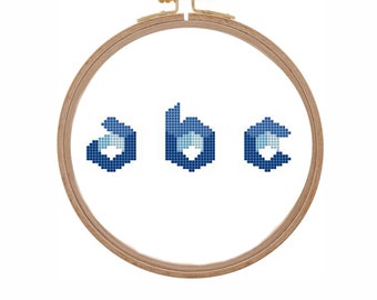 3D Alphabet cross stitch pattern modern Small geometric letters cross stitch PDF Cubic script lowercase Easy ABC X stitch cross stitch font