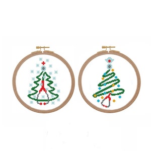 Christmas ornament cross stitch pattern modern Small Christmas tree cross stitch Nurse cross stitch pattern doctor covid2020 PDF pandemic