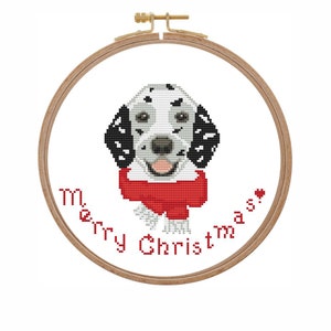 Dalmatische kersthond kruissteekpatroon ornament Kleine eenvoudige kerst kruissteek geteld pdf Moderne kruissteek Feestelijk portret