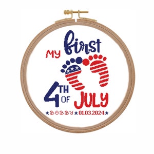 Schema punto croce annuncio bambino Punto croce patriottico annuncio nascita cameretta 4 ore di luglio punto croce moderno Nuovo bambino bandiera USA