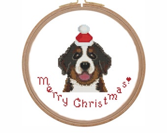 Bernese mountain dog cross stitch pattern PDF Christmas ornaments cross stitch pattern easy Sennenhund Swiss xstitch chart small puppy